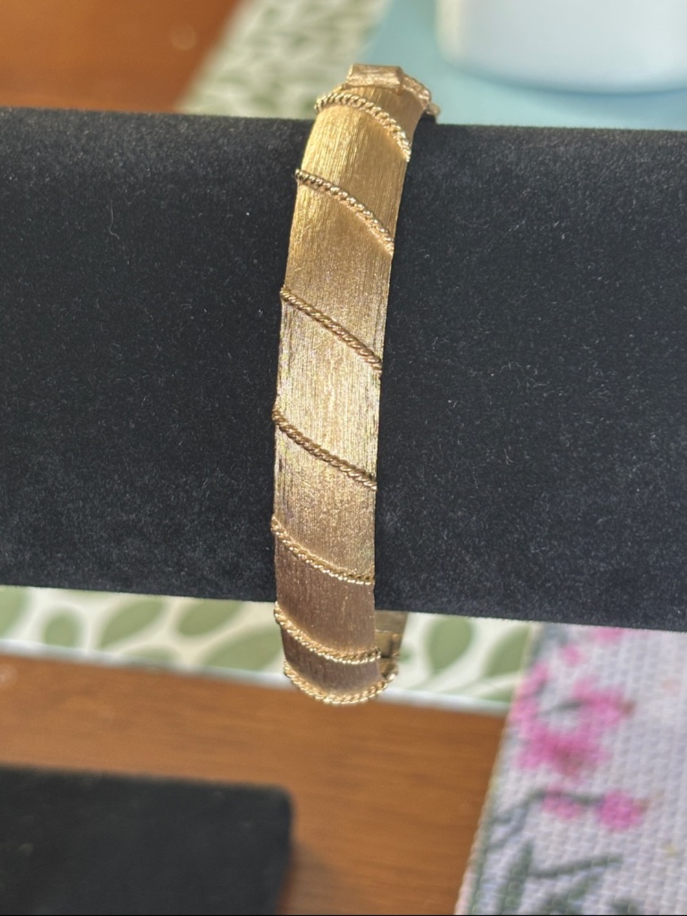 Trifari Gold-Tone Textured Spiral Bangle Bracelet